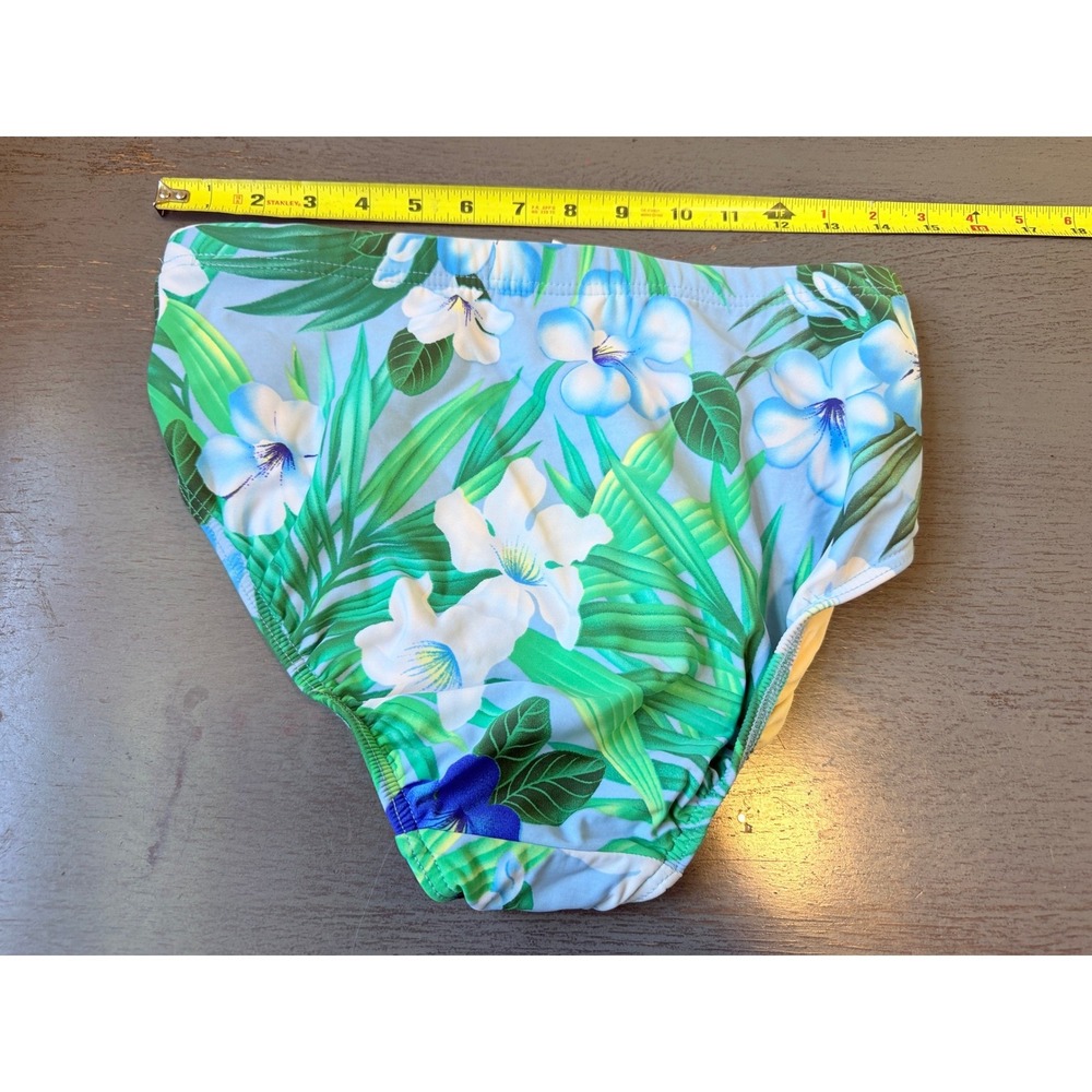 Lands End Womens Blue Tropical Floral High Cut Bikini Swim Bottoms Size 10 - Picture 3 of 3